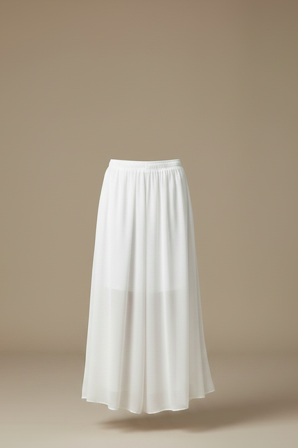 Pantalon Jupe Blanc Fluide Ample Élégant Décontracté - Polyester - vue 3