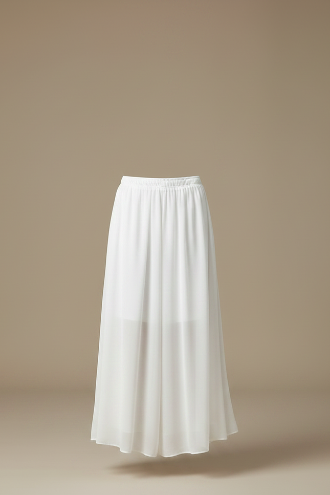 Pantalon Jupe Blanc Fluide Ample Élégant Décontracté - Polyester - vue 3