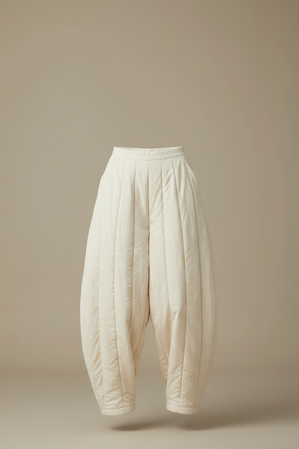 Pantalon Jupe Écru Matelassé Ample Hiver Chaud - Beige Polyester - vue 3