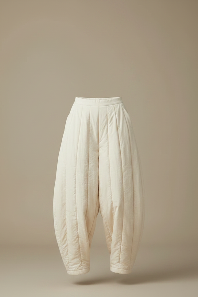 Pantalon Jupe Écru Matelassé Ample Hiver Chaud - Beige Polyester - vue 3