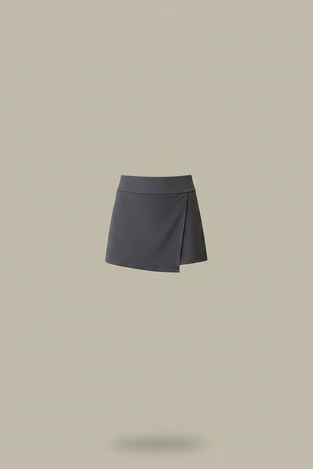 Pantalon Jupe Gris Mini Sportif Élégant Asymétrique - Polyester - vue 3