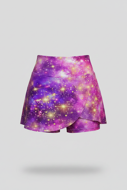 Pantalon Jupe Galaxie Violet Rose Brillant Fluide - Multicolore Polyester - vue 3