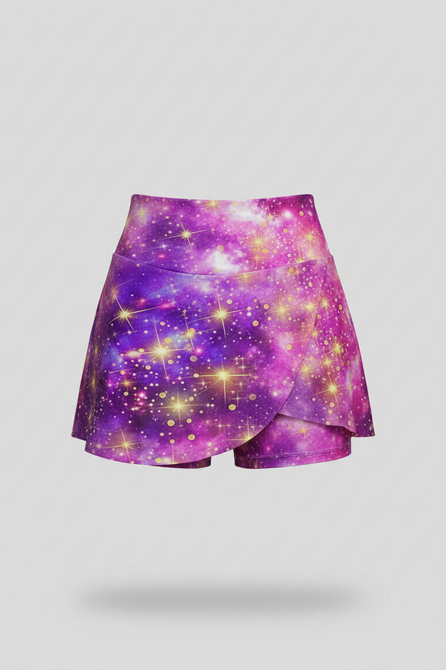 Pantalon Jupe Galaxie Violet Rose Brillant Fluide - Multicolore Polyester - vue 3