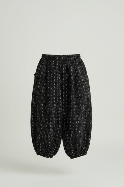 Pantalon Jupe Noir Imprimé Floral Ample Hiver Chaud - Tweed - vue 3