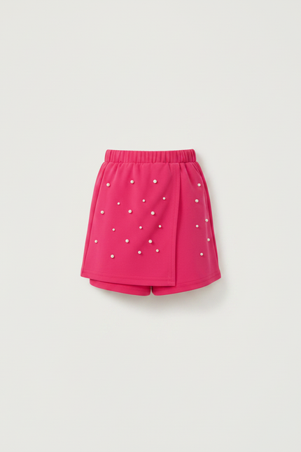 Pantalon Jupe Rose Perles Fille Élastique Mignon - Molleton - vue 3