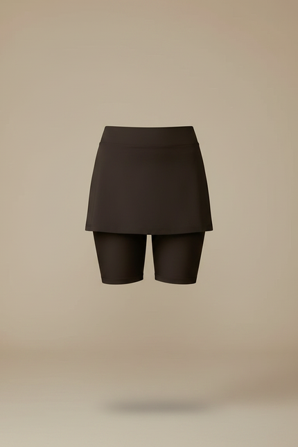 Pantalon Jupe Noir Uni Sportif Élégant Intégré - Polyester - vue 3