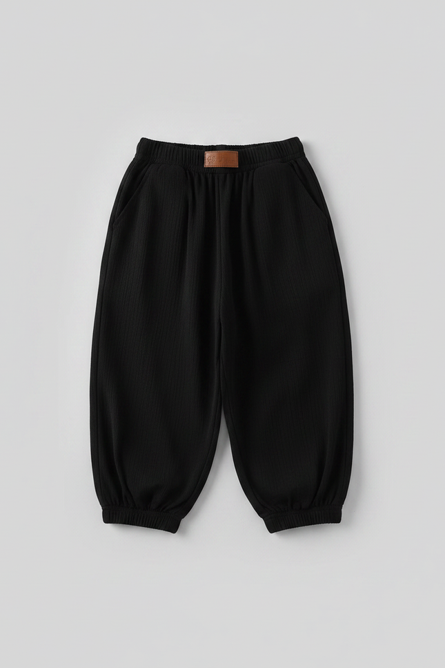 Pantalon Jupe Noir Ample Côtelé Élastique Confortable - Cordé - vue 2