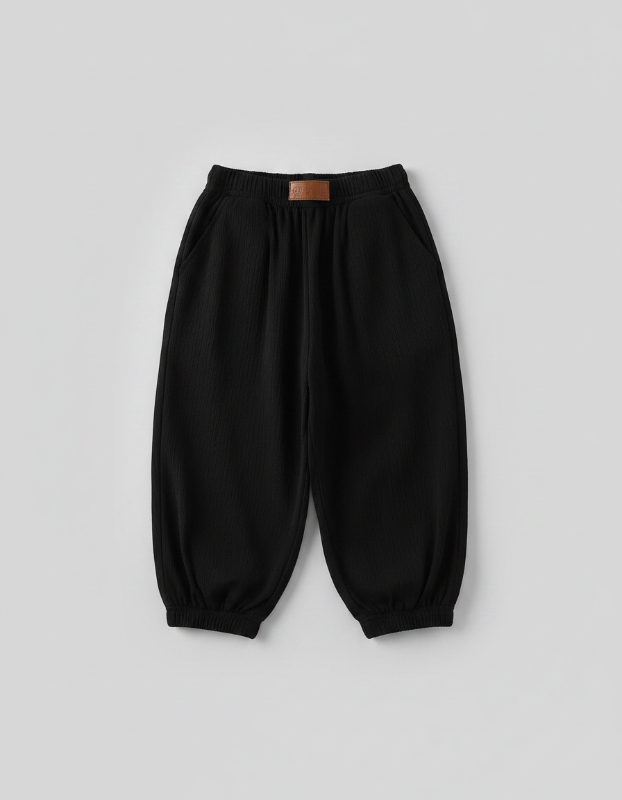 Pantalon Jupe Noir Ample Côtelé Élastique Confortable - Cordé - vue 2