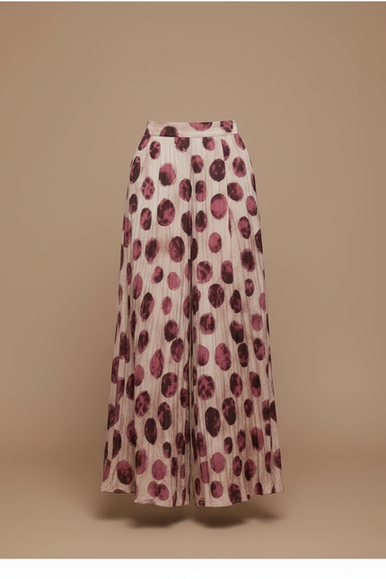 Pantalon Jupe Fluide Imprimé Pois Rouge Chic - Viscose - vue 3