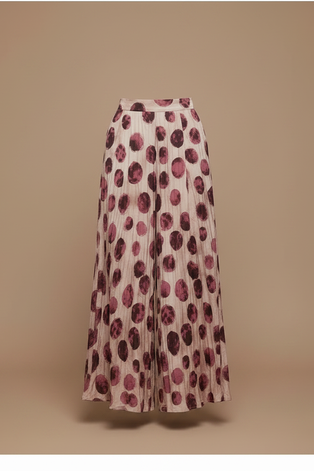 Pantalon Jupe Fluide Imprimé Pois Rouge Chic - Viscose - vue 3