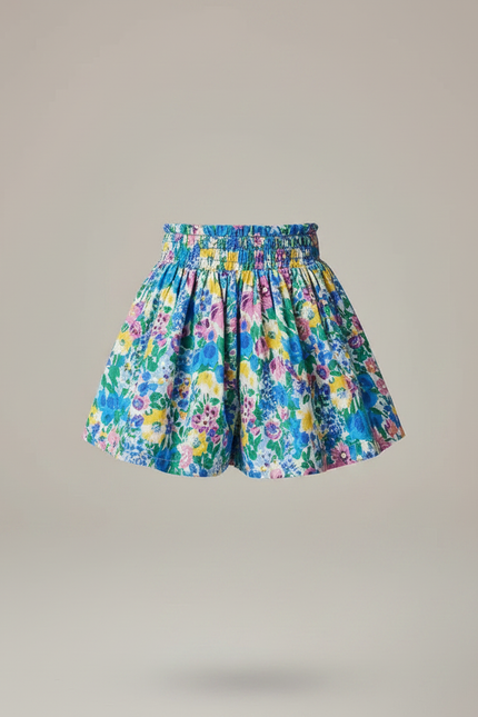 Pantalon Jupe Fleuri Coloré Élastique Ample Fille - Multicolore Coton - vue 3