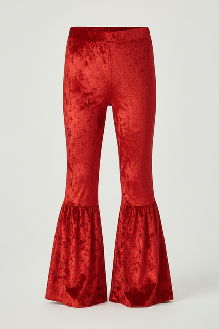 Pantalon Jupe Rouge Velours Évasé Volants Fille - vue 3