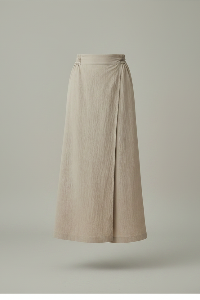 Pantalon Jupe Beige Lin Ample Superposé Fluide - vue 3