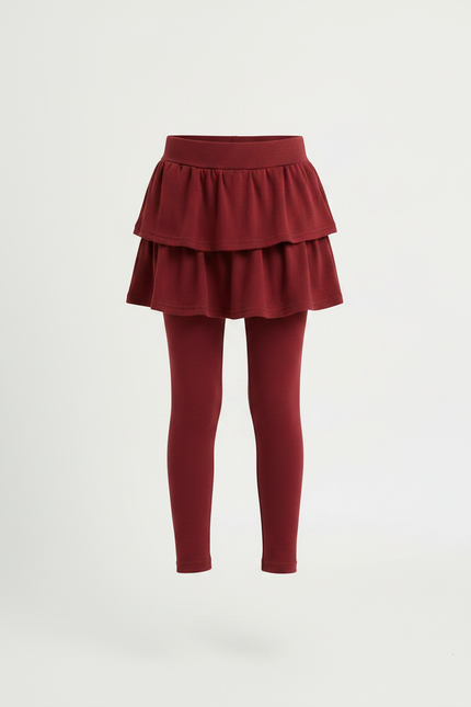 Pantalon Jupe Bordeaux Volants Superposés Confortable Enfant - Molleton - vue 3