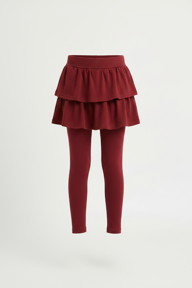 Pantalon Jupe Bordeaux Volants Superposés Confortable Enfant - Molleton - vue 3