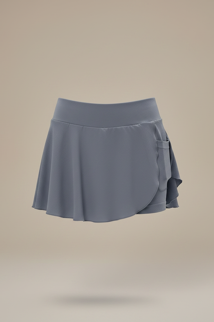 Pantalon Jupe Gris Fluide Sportif Intégré Poche - Polyester - vue 3