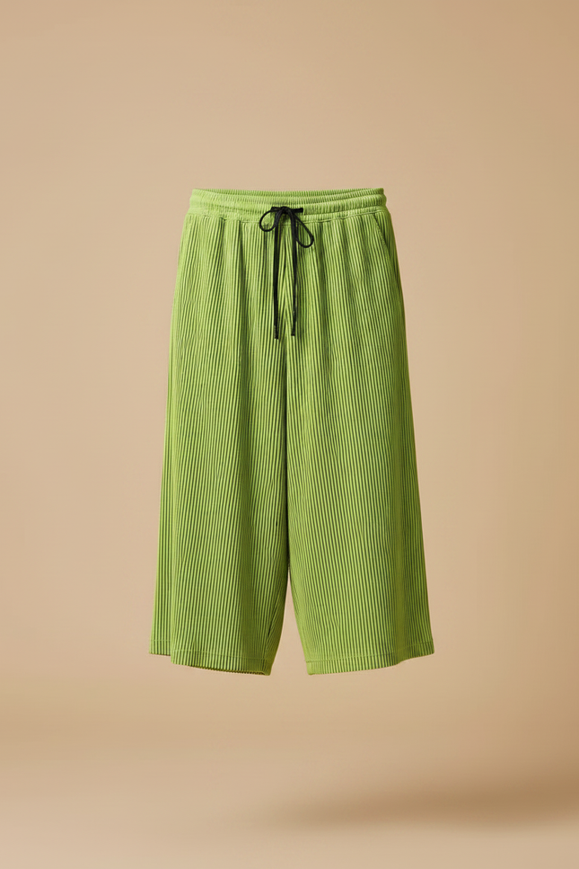 Pantalon Jupe Plissé Vert Fluide Décontracté Homme - Polyester - vue 3