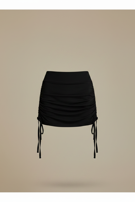 Pantalon Jupe Noir Froncé Cordon Sexy Court - Maille - vue 3