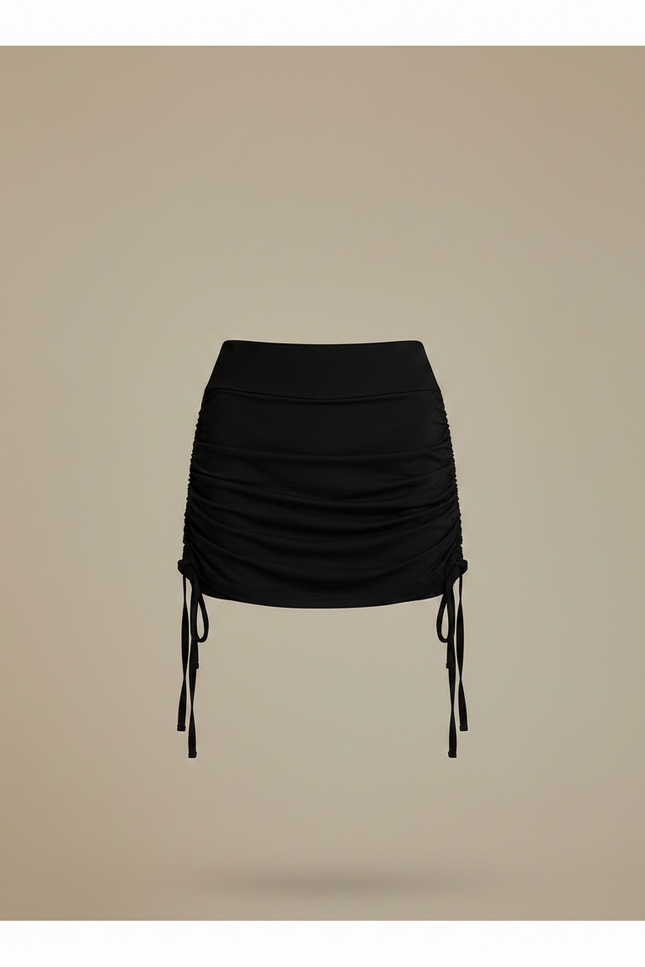Pantalon Jupe Noir Froncé Cordon Sexy Court - Maille - vue 3