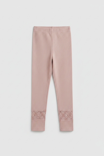 Pantalon Jupe Rose Poudré Tulle Côtelé Superposé Fille - Cordé - vue 3