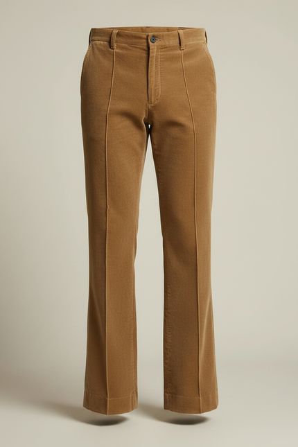 Pantalon Jupe Velours Marron Évasé Casual Homme - Camel Cordé - vue 3