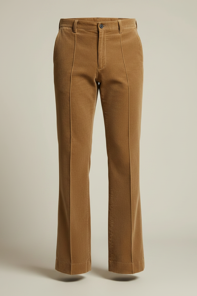 Pantalon Jupe Velours Marron Évasé Casual Homme - Camel Cordé - vue 3