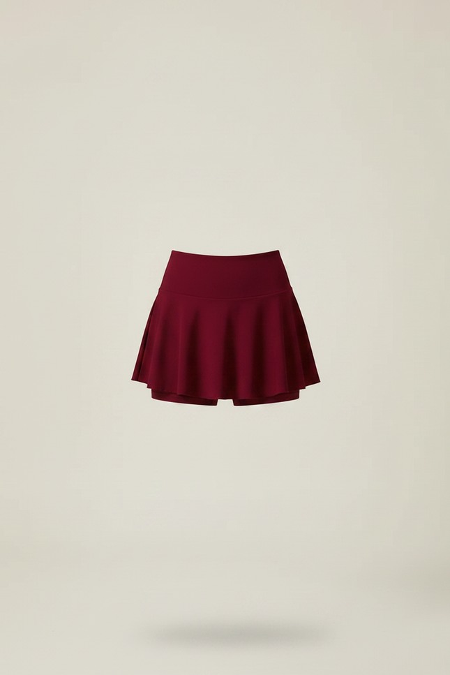 Pantalon Jupe Bordeaux Fluide Plissé Sportif Court - Polyester - vue 3