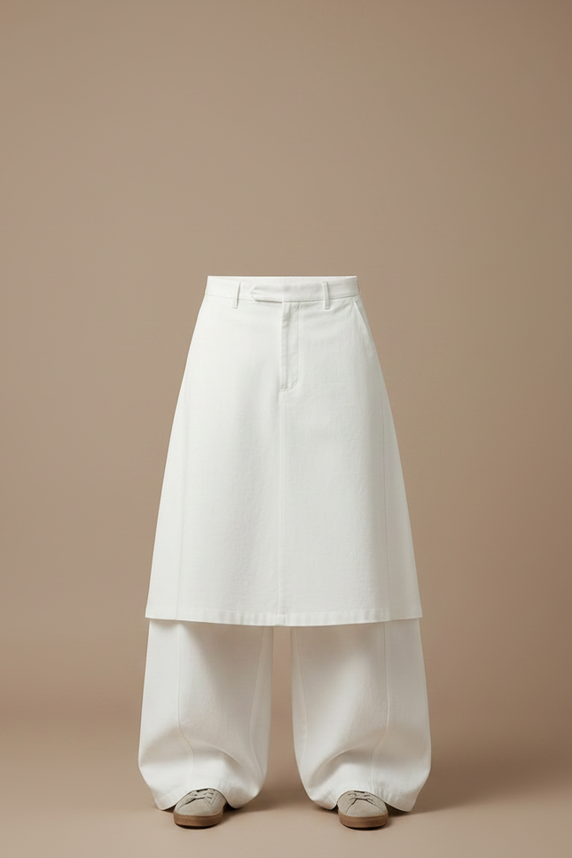 Pantalon Jupe Blanc Ample Décontracté Homme Coton - Toile - vue 3