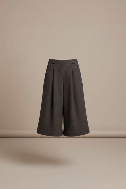 Pantalon Jupe Gris Laine Plissé Ample Fille - vue 3