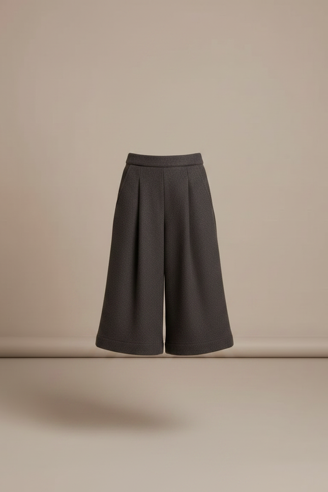 Pantalon Jupe Gris Laine Plissé Ample Fille - vue 3