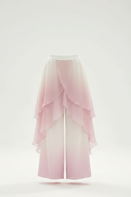 Pantalon Jupe Rose Dégradé Fluide Gaze Élégant - Polyester - vue 3