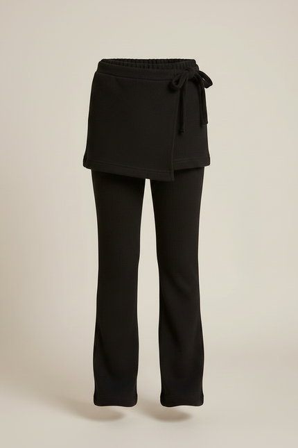 Pantalon Jupe Noir Côtelé Évasé Enfant - Maille - vue 3