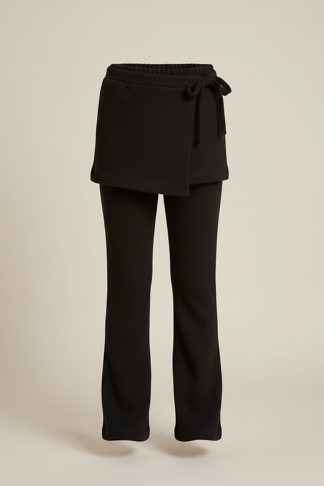 Pantalon Jupe Noir Côtelé Évasé Enfant - Maille - vue 3