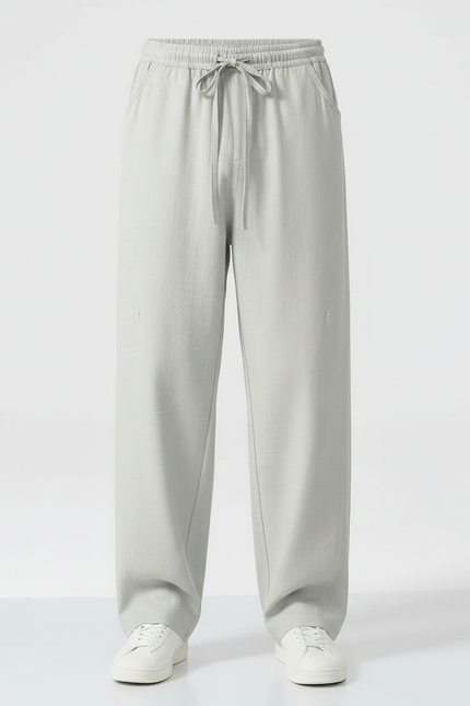 Pantalon Jupe Gris Clair Ample Coton Lin Décontracté - vue 3