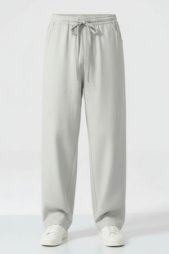 Pantalon Jupe Gris Clair Ample Coton Lin Décontracté - vue 3