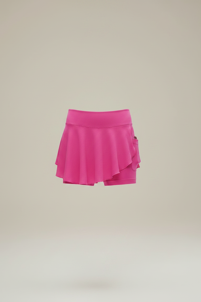 Pantalon Jupe Rose Volants Intégrés Sportif Court - Polyester - vue 3