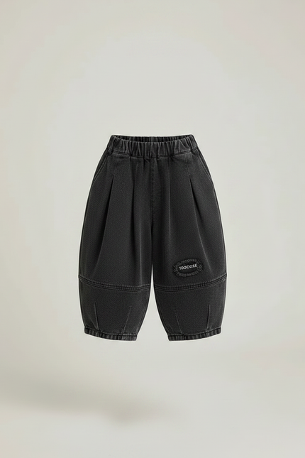 Pantalon Jupe Denim Ample Plissé Garçon - Gris Jean - vue 3