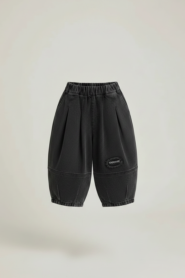 Pantalon Jupe Denim Ample Plissé Garçon - Gris Jean - vue 3