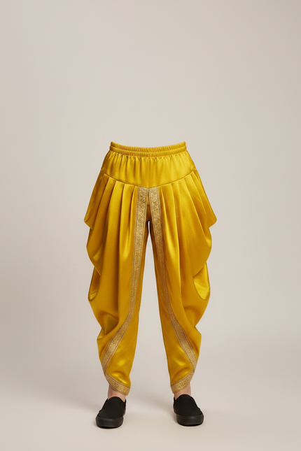 Pantalon Jupe Jaune Satiné Drapé Doré Enfant - vue 3