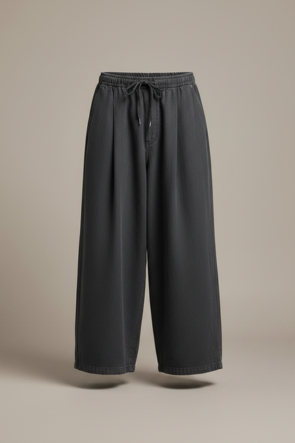 Pantalon Jupe Ample Gris Plissé Décontracté Homme - Toile - vue 3