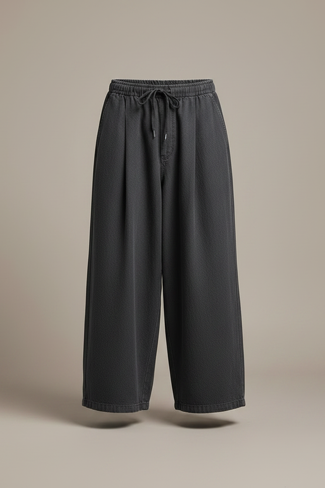 Pantalon Jupe Ample Gris Plissé Décontracté Homme - Toile - vue 3