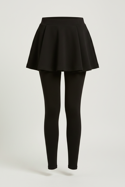 Pantalon Jupe Noir Plissé Intégré Hiver Simple - Maille - vue 3