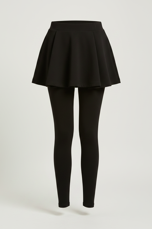 Pantalon Jupe Noir Plissé Intégré Hiver Simple - Maille - vue 3