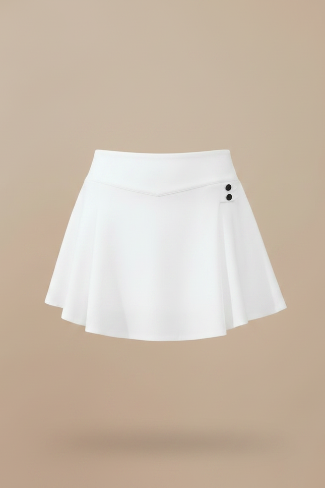 Pantalon Jupe Blanc Plissé Court Décontracté Élégant - Polyester - vue 3