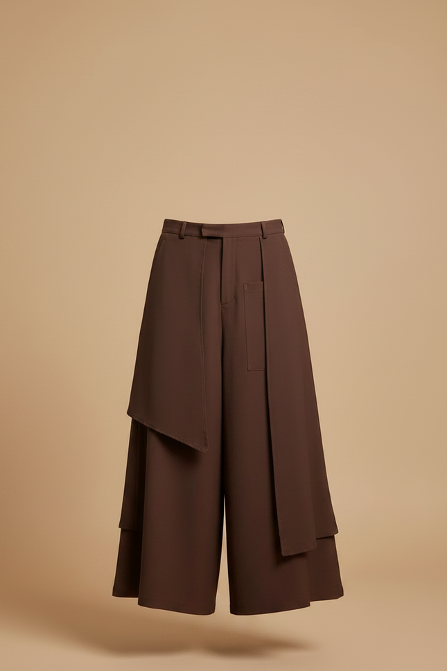 Pantalon Jupe Marron Ample Déstructuré Homme Tendance - Gabardine - vue 3
