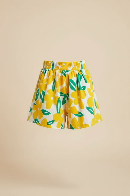 Pantalon Jupe Fleuri Jaune Ample Confortable Fille - Viscose - vue 3