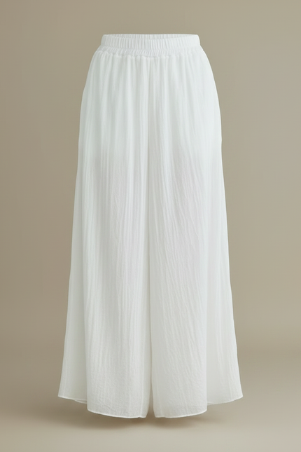 Pantalon Jupe Ample Blanc Coton Lin Fluide - vue 3