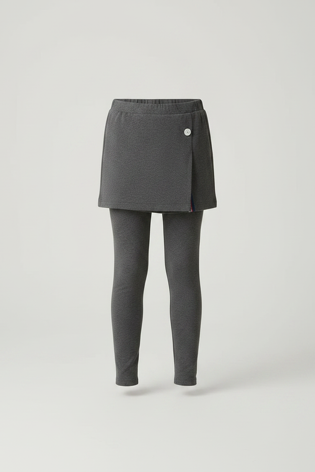 Pantalon Jupe Gris Coupe Droite Confortable Fille - Molleton - vue 3