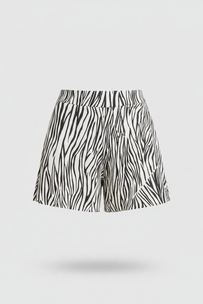 Pantalon Jupe Zèbre Plissé Fluide Taille Haute - Imprimé Polyester - vue 3