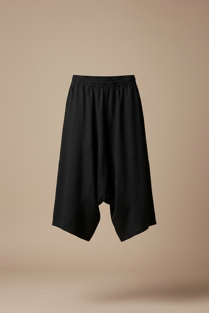 Pantalon Jupe Noir Ample Coton Lin Homme - vue 3